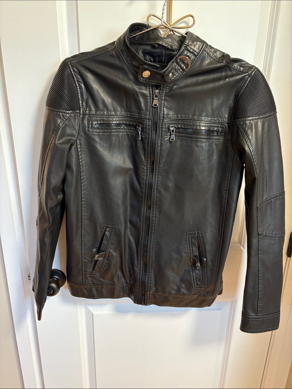 Urban Republic Black Faux Leather Bomber Jacket